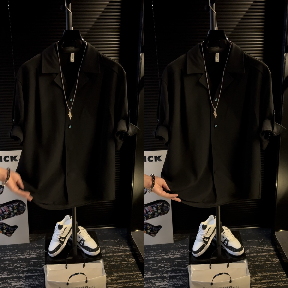 Men's Solid Color Cool Loose Korean Style Short High-End Shirt Fashionable Casual Versatile Half Sleeve