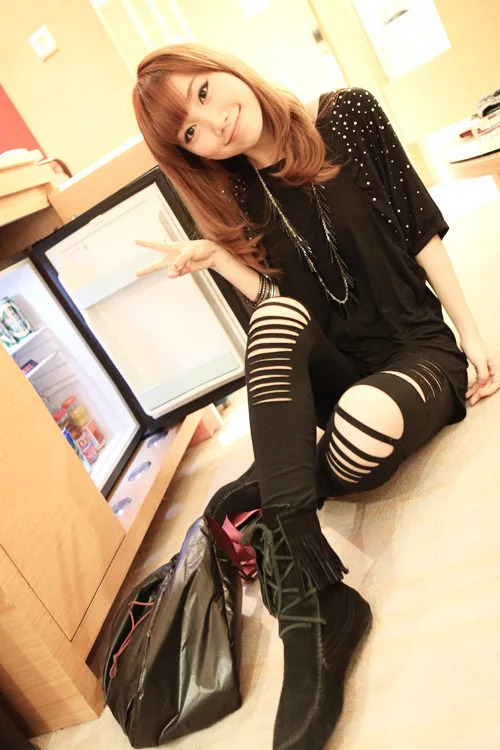 Sexy Leggings Ripped Leggin Low Waist Pants Hollow Out Stretch Dancing Club Street 250725