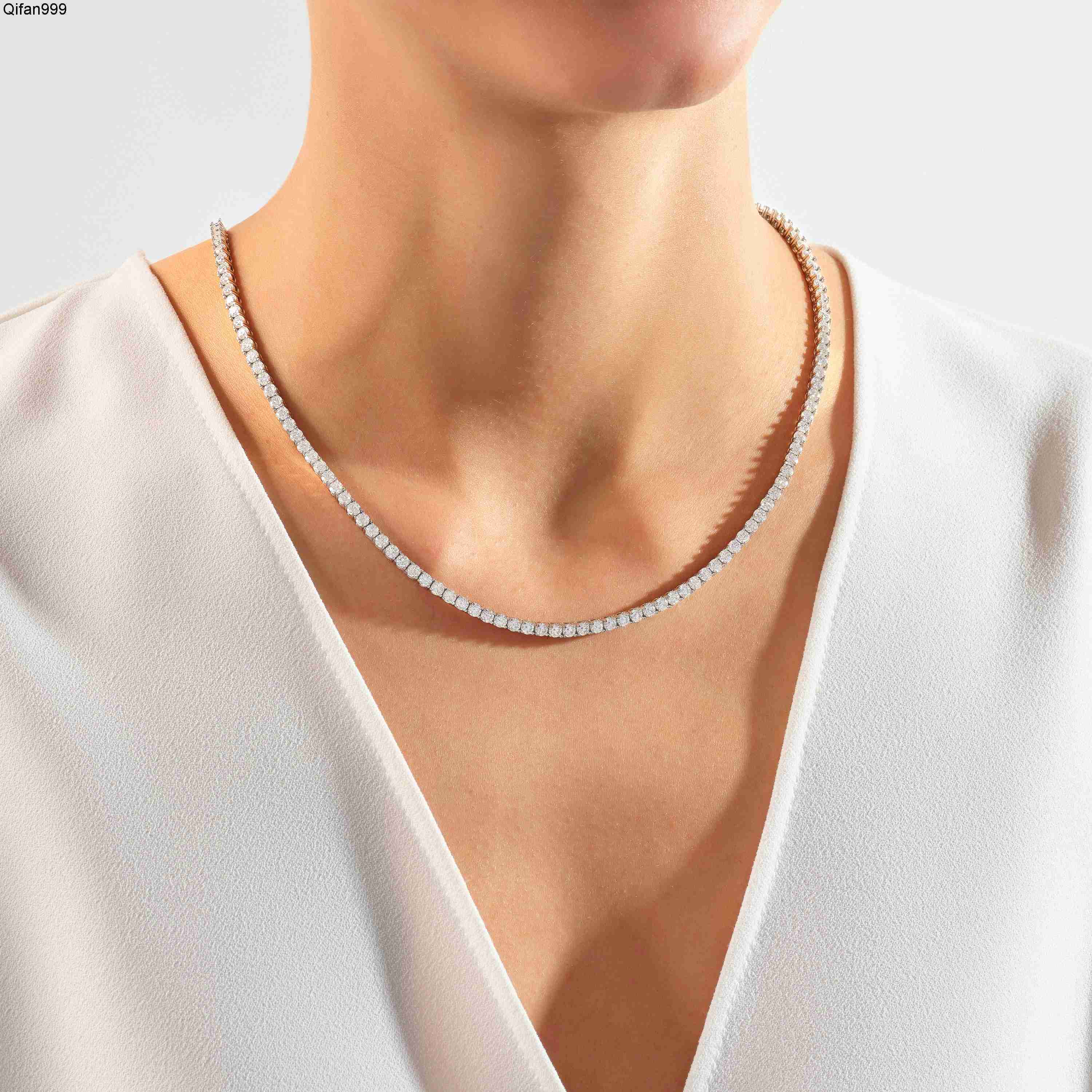 14k 18k Gold Tennis Necklace White DEF Diamond Necklace Lab Grown Diamond Jewelry