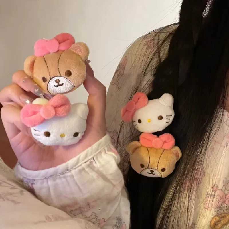 Sanrio 2pcs Sanrio Hello Kitty Plush Hairpin Anime My Melody Hair Clip Sweet Girls Cartoon Cute BB Hairpins Hair Accessories for Womenw250726