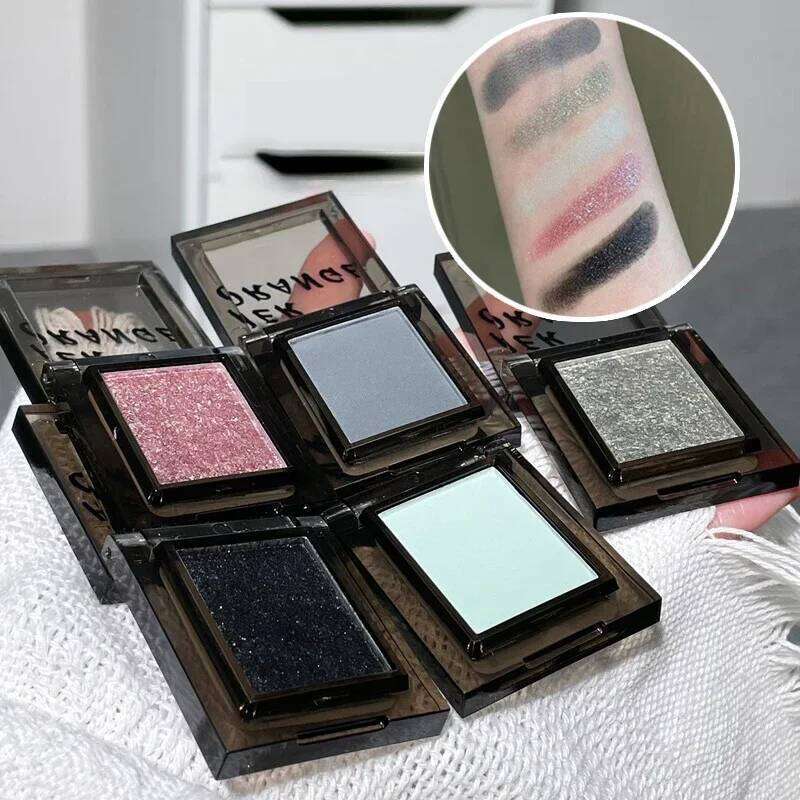 Smoky Blue-gray Eye Shadow Sweet Cool Single Color Mini Eyeshadow Palette Pearl Matte Shimmer Brightening Eyes Makeup