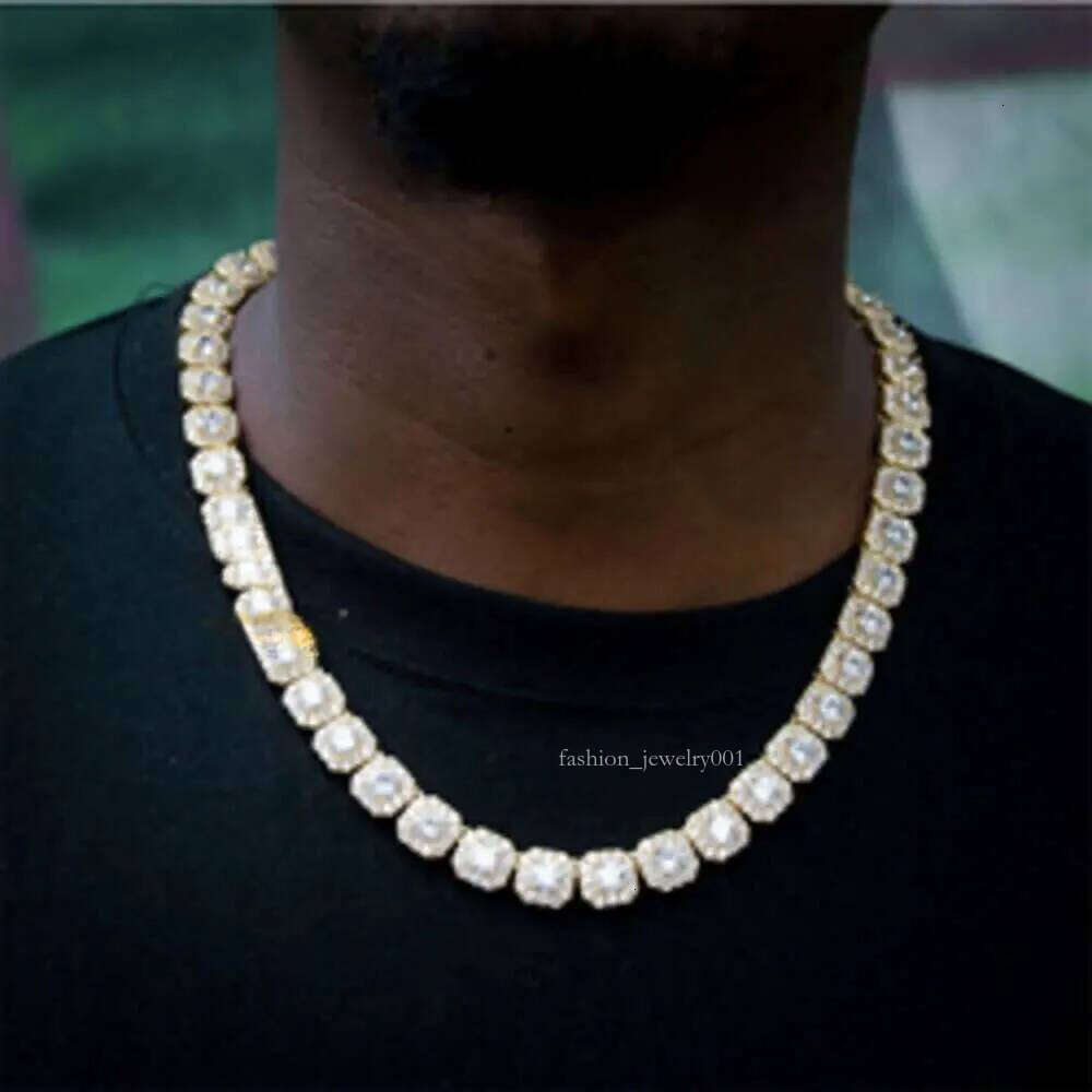 Fire Jewelry 6mm 10mm Sterling Sier d Color Vvs Moissanite Dia Cluster Tennis Chain Necklace for Men Women