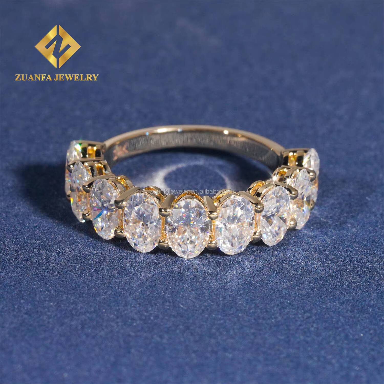 Pass Diamond Tester 10k White Gold VVS1 D Color Cushion Moissanite Diamond Engagement Eternity Band Ring Women