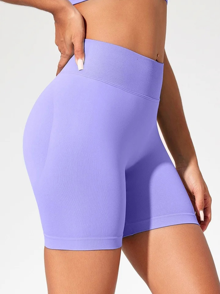 Summer High Waisted Yoga Shorts Fashionable and Sexy Running Fitness Pants Solid Color Leggings 250725