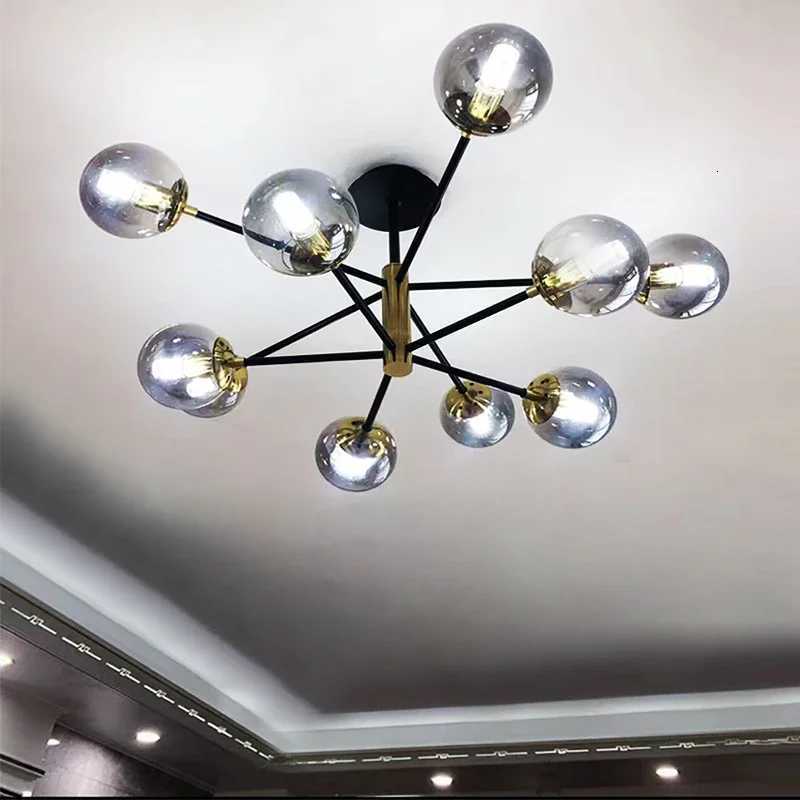 Modern Glass Ball Led Ceiling Chandelier Black Gold for Bedroom Living Dining Room Table Pendant Lamp Indoor Lusters Luminaire XJ250725