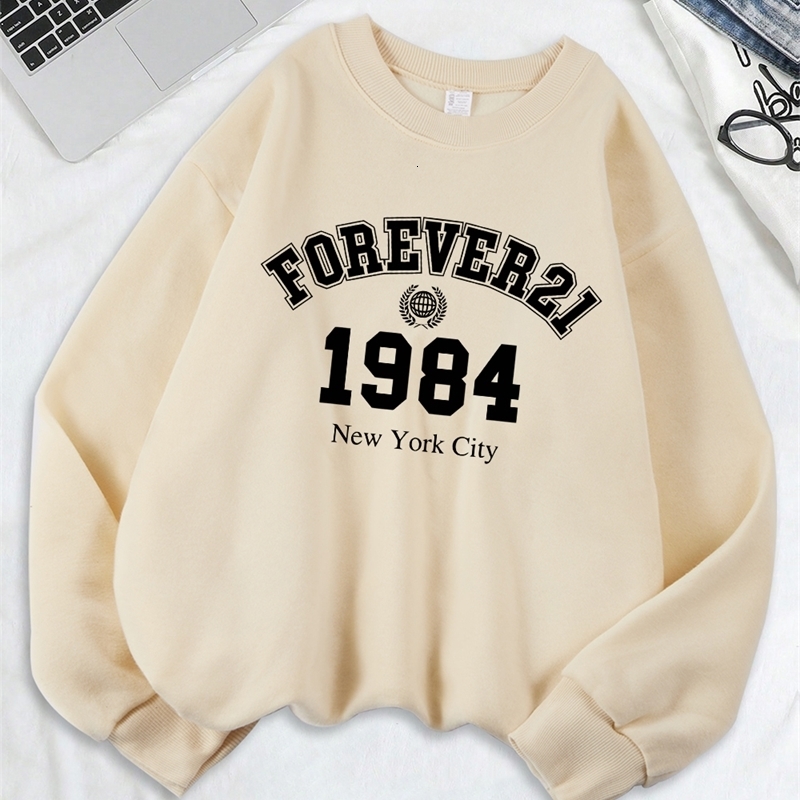 York City Prints Sweatshirt Loose Sporty Hoodies Fleece Warm Crewneck Tops Autumn Winter Womans Clothes 250725