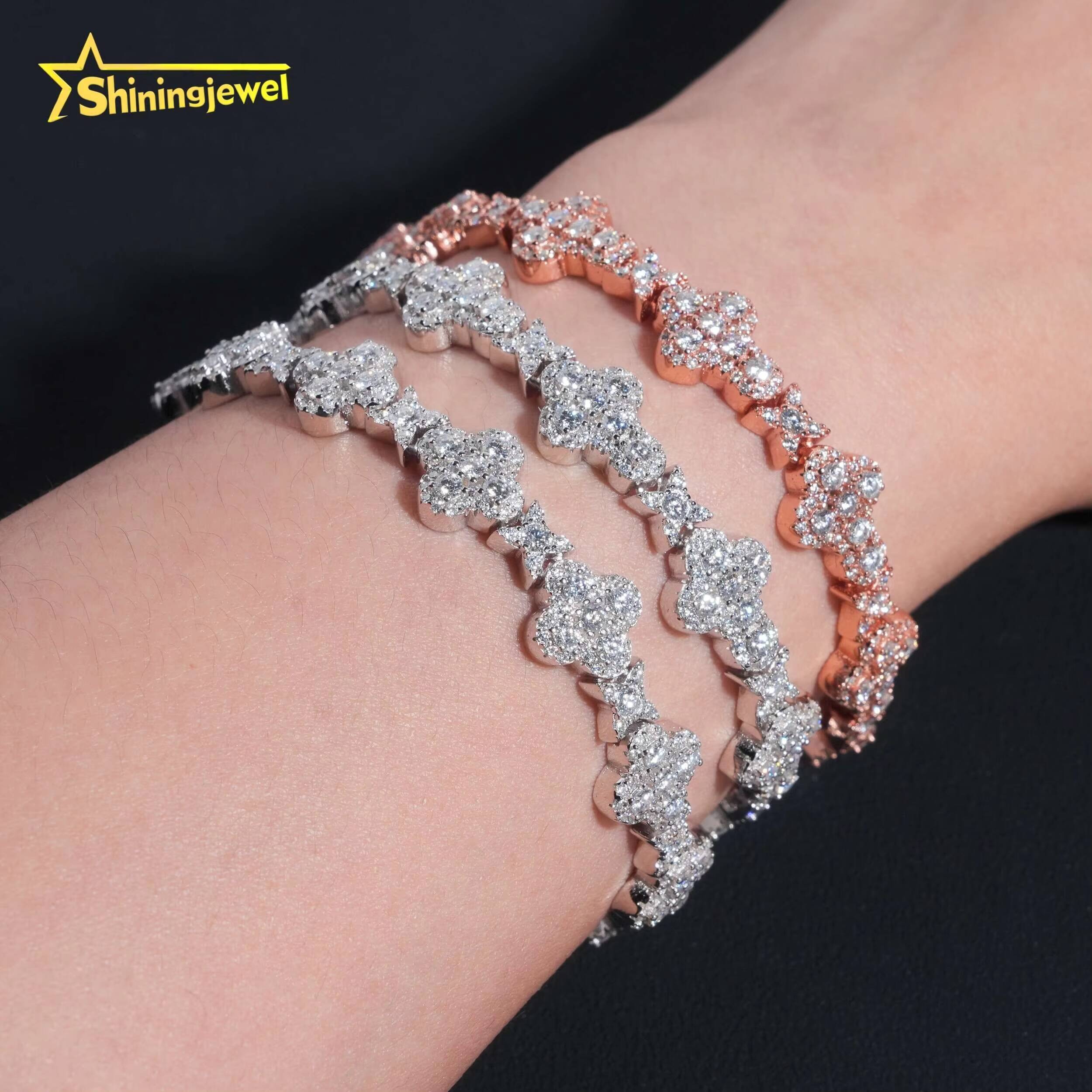 Fine Jewelry Hot Selling GRA Certificate Iced Out 10mm 925 Sterling Silver Hip Hop Cross Moissanite Bracelet