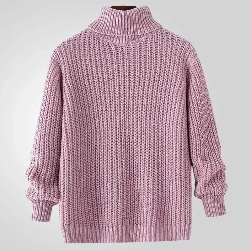 Pullovers Men Tops Turtleneck Sweaters Solid Knitted Full Sleeve Casual Loose Regular Top Knit Thick Splice Autumn Winter Z250725