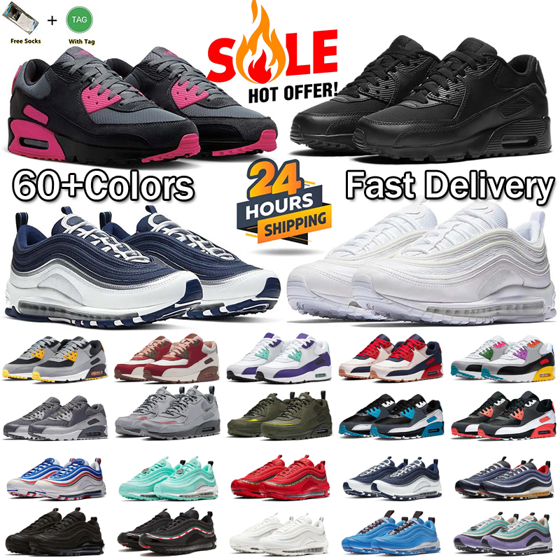 Classic 90 90s 97s 97 Men Women Running Shoes Triple Black Mesh Leather White Yellow Grey Moss Green Volt Obsidain Sneakers size 36-45