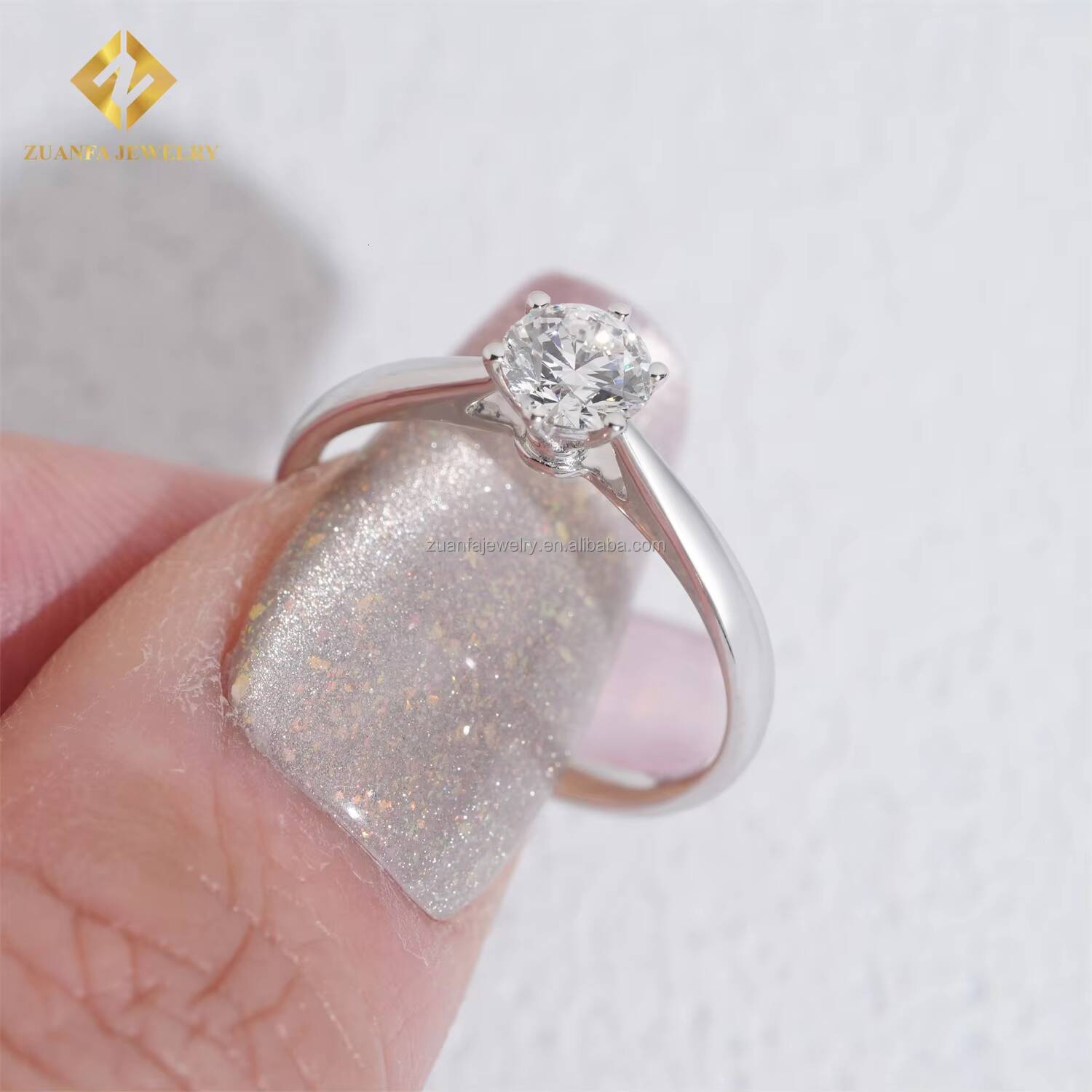 Custom Made Classic 6 Prong Setting Luxury Fire Jewelry Round Brilliant Cut 14k 0.5ct Natural Diamond Solitaire Engagement Ring