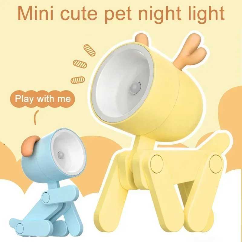 Mini LED Night Light Dog Deer DIY Foldable Desk Lamps Desktop Kids Room Bedside Bedroom Decor Holiday Cute Gifts Ornament XJ250725