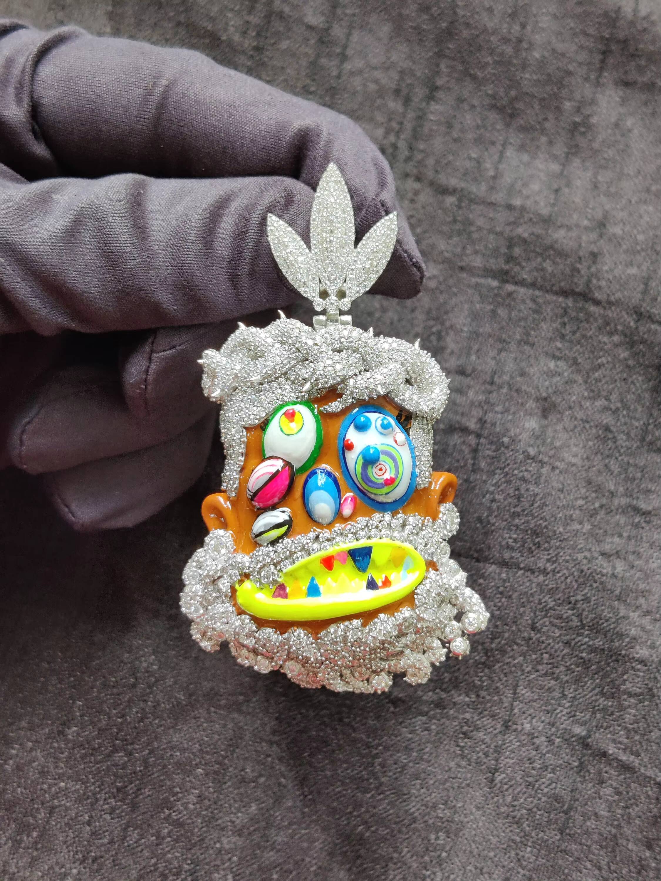 Custom 7.20 Ct Diamond Pendant 925 Silver Iced Out VVS Moissanite Pendant Faced Mossanite Jewelry Gift for Him