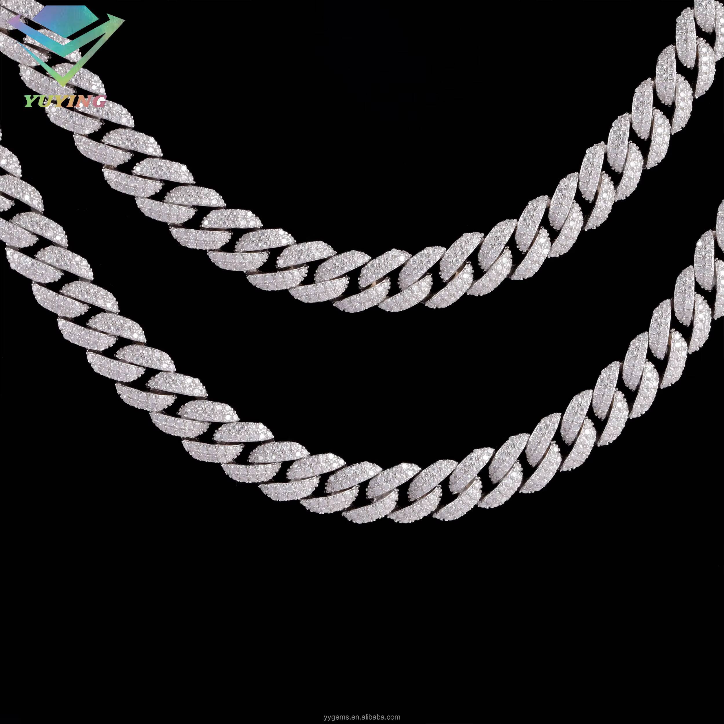 2025RTS Hot-sale 9 mm Cuban Link Chian Vvs Moissanite Pass Diamond Tester 925 Sterling Silver Fine Jewelry Necklaces for Men