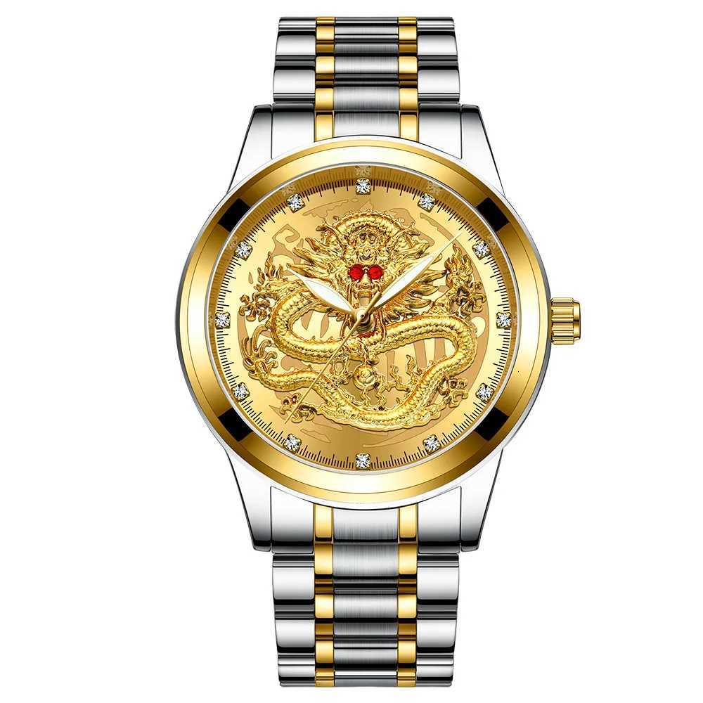 uthai men watch embossed gold dragon wristwatch waterproof diamond inlaid ruby m fashion middle-aged elderly clock watches X250726
