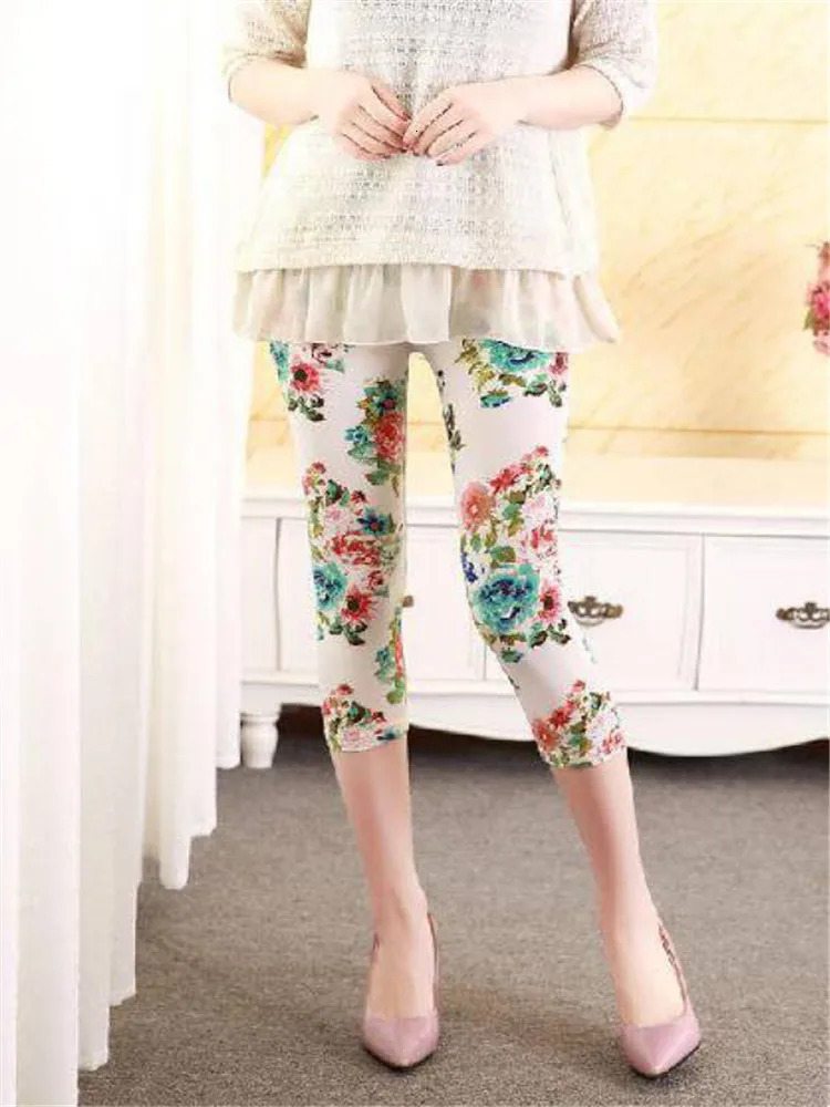 YRRETY Gym Clothe Fitness Yoga Leggings Sports Wear s High Waist Stretch Leggins Summer Flower Printing MidCalf 250725