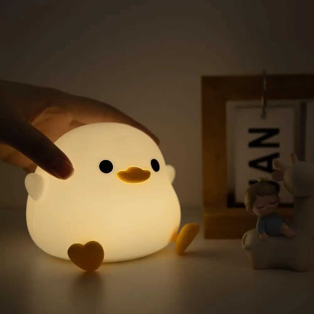 Duck Night Light Doudou Duck Silicone Lamp Pat Control USB Rechargeable Birthday Gift for Kids Soft Warm Room Decor XJ250725