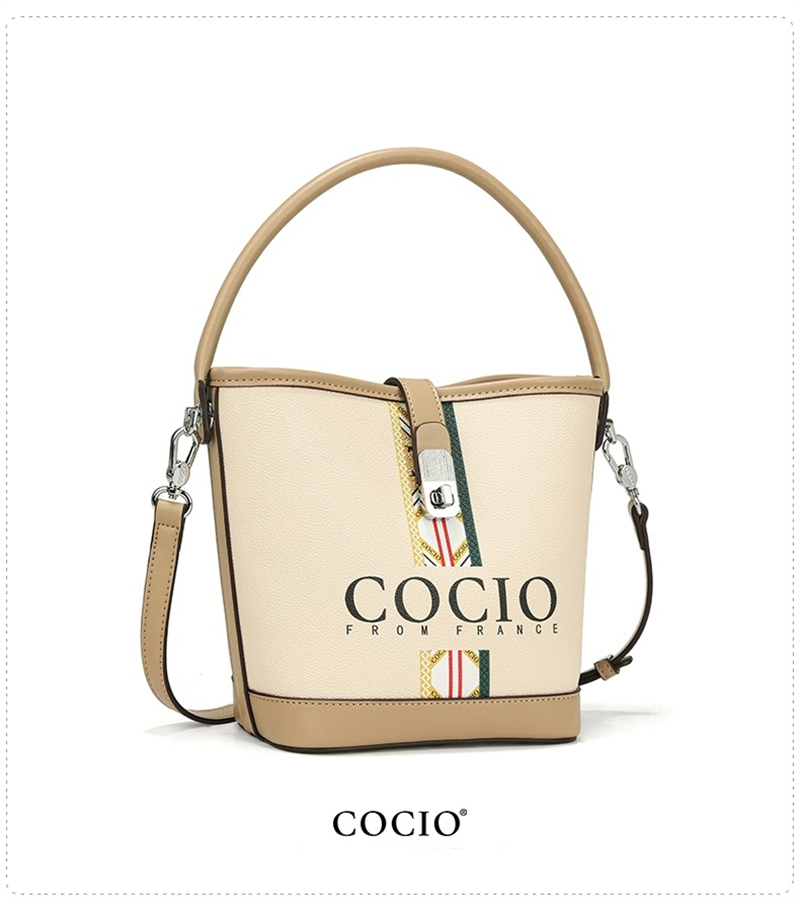 COCIO designer bag New light luxury leather bucket bag simple and versatile fashion handbag