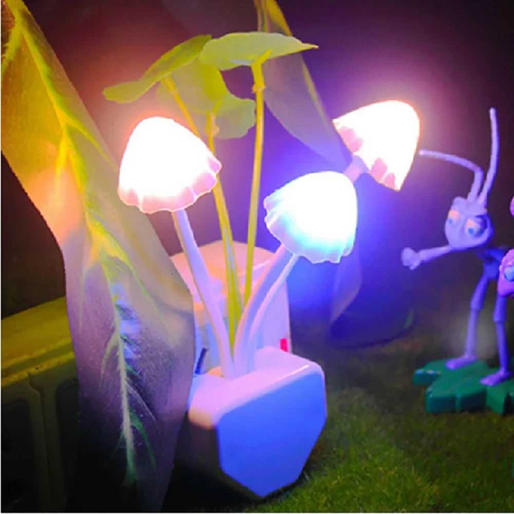 Night Light LED Mushroom Bedside Lamp EU / US Plug 7 Color Changing Light-controlled Sensor for Babys Room Bedroom Home Decor XJ250725