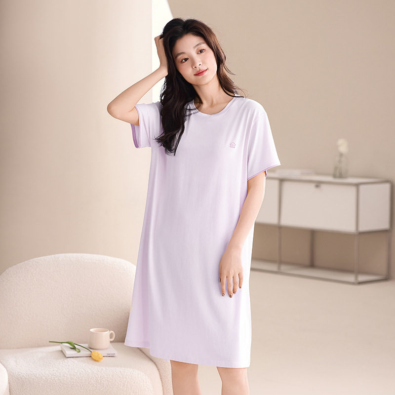 B990-Silk summer new style with chest pad nightdress ladies antibacterial pajamas casual breathable can be worn outside home clothes
