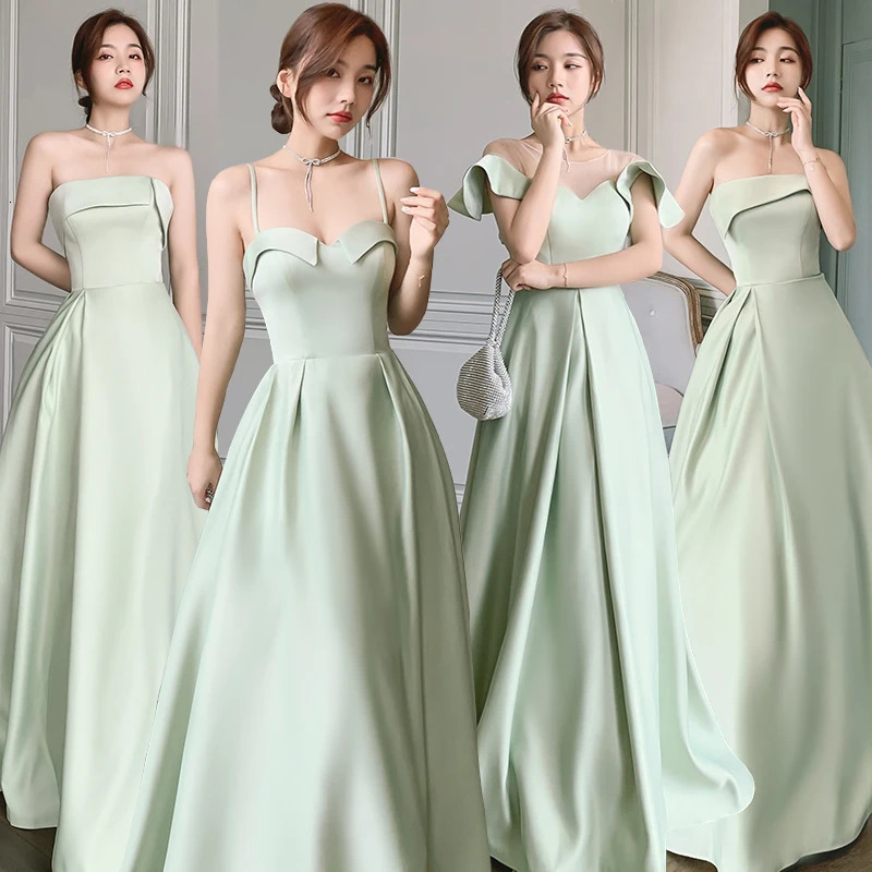 Light grass green long sweat lady girl women princess bridesmaid banquet party ball dress performance gown 250725