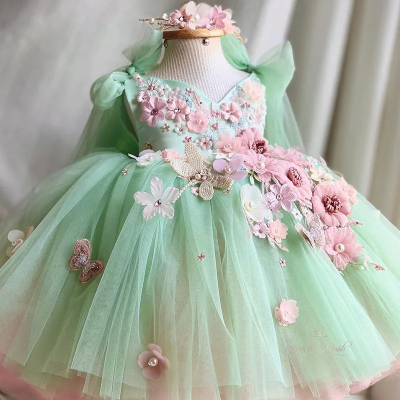 0-6-year-old ious and elegant butterfly girl princess dress formal anniversary celebration fluffy dress model art performan 250725