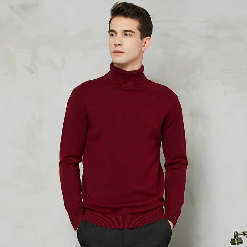 Autumn Winter Warm Men Turtleneck Warm Wool Cotton Sweaters Solid Color Casual Knitter Pullovers New Year Red Christmas Sweater Z250725