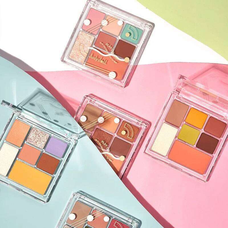 Judydoll Play Fun 7 Colors Combination Plate Shadow Highlight Blush Pink Brown Glitter Eye Makeup Palette Pigment Cosmetics