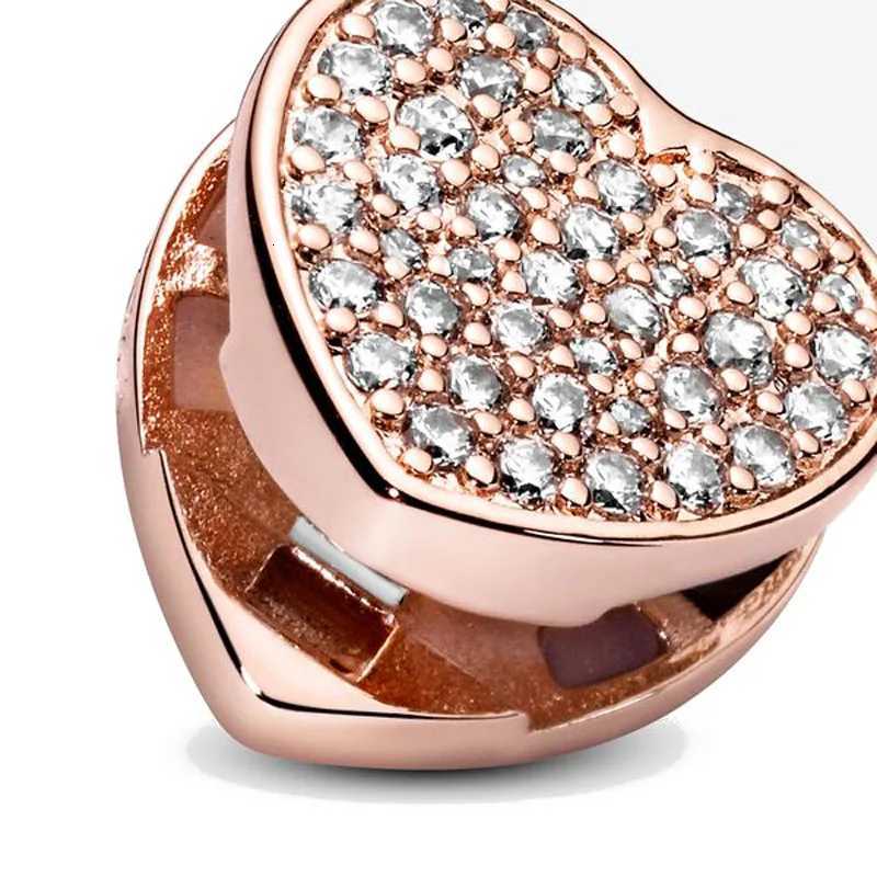 925 Silver Pave Reflexions Sparkling Clasp Bracelet Fit Clip Charms DIY Jewelry Gift Heart Round She - Charm XJ250726