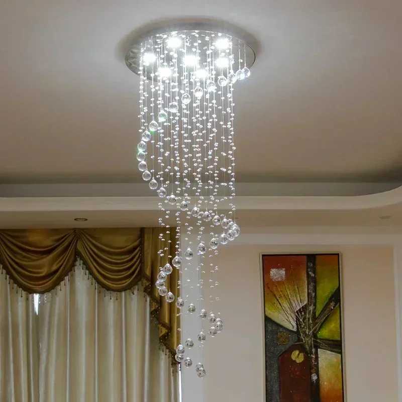 Modern K9 Large LED Spiral Living Room Crystal Chandeliers Lighting Fixture for Staircase Stair Lamp Showcase Bedroom Hotel Hall XJ250725