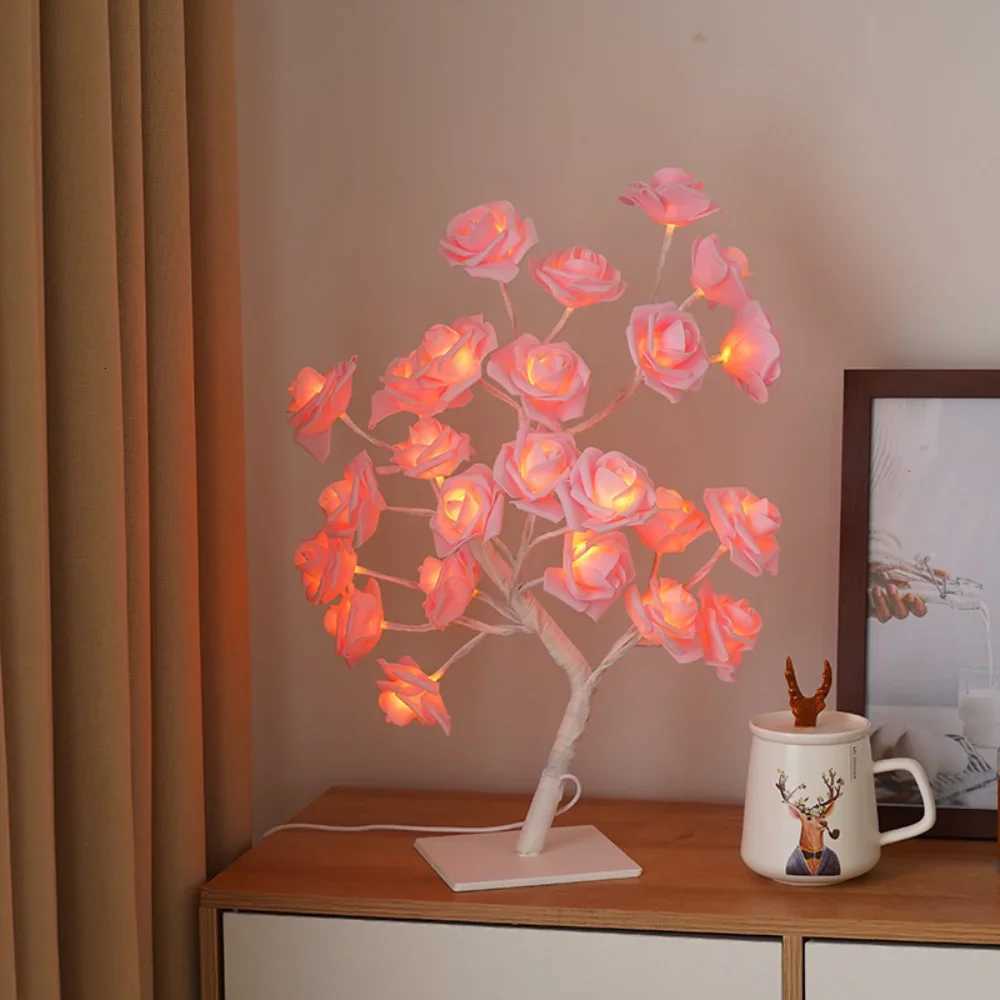 24 LED Rose Lamp Rose Light Tree Table Top Decorations for Wedding Mothers Day Valentines Day Decorations Gift for Girls MomXJ250725