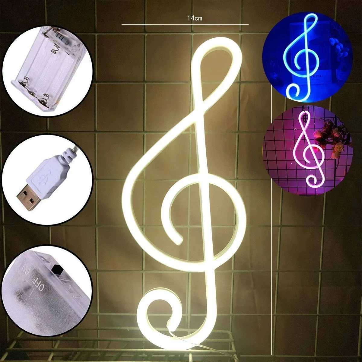 3D Wall Art Game Room Bedroom Living Room Decor Guitar Lamp Signs LED Neon MUSIC Note USB Powered Neon Signs Night Light XJ250725