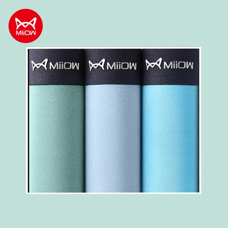MiiOW 3Pcs Ice Silk Men Boxers Panties Comfortable Underpants Cotton Underwear Male L5XL Antibacterial Boxershorts Lingerie 250725