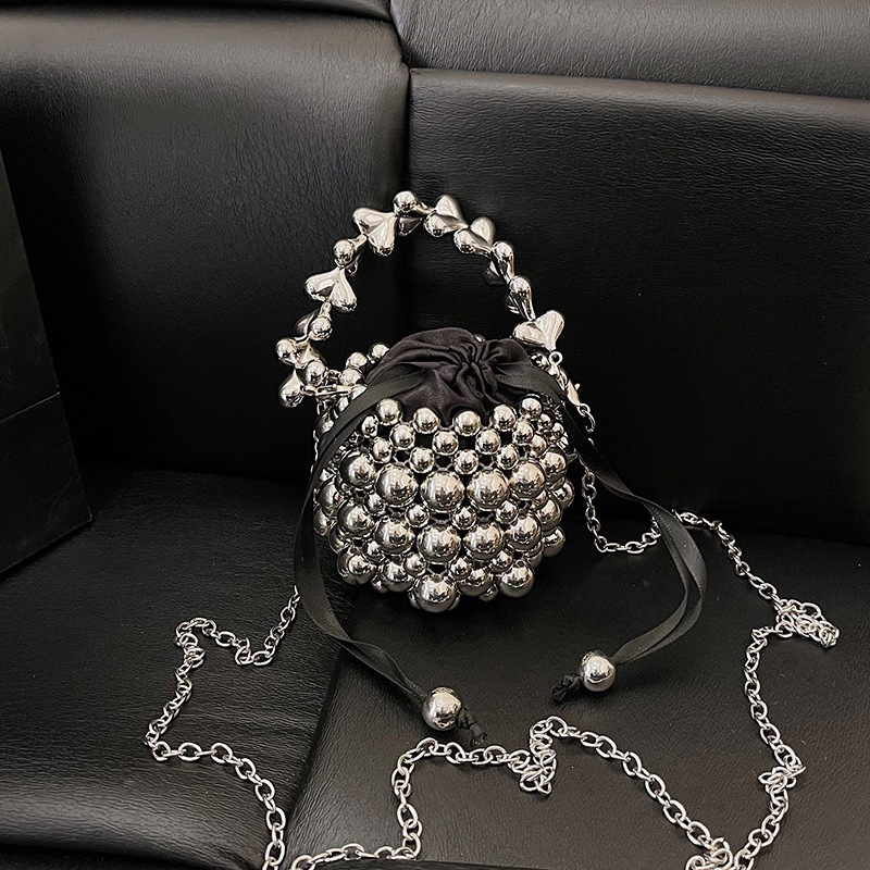 Luxury Brand Designer Bag Mini Vintage Handbag With Net Beaded Red Pearls, Chain, Ins Style, Handmade Women's Small Bag, Woven Crossbody Luxury b