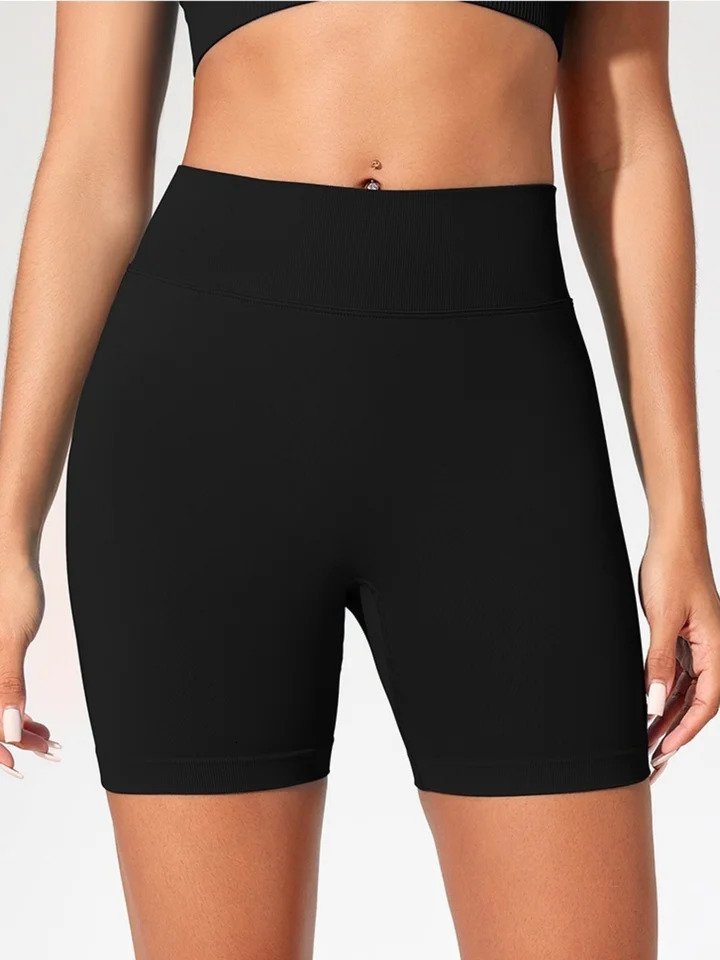 Summer High Waisted Yoga Shorts Fashionable and Sexy Running Fitness Pants Solid Color Leggings 250725
