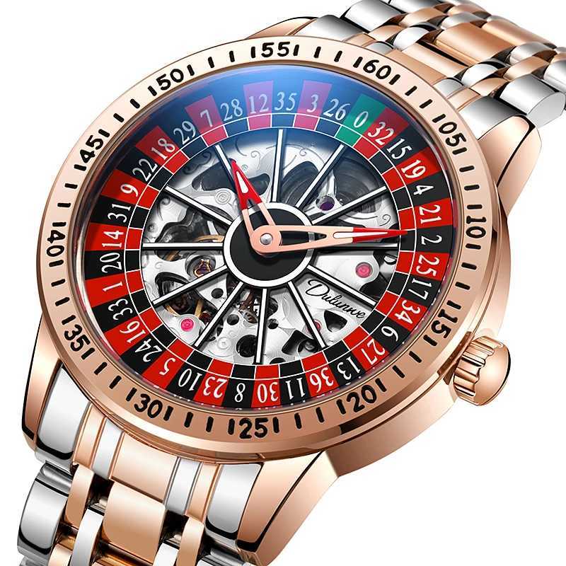 Men Mechanical Watch Automatic Luxury Gambling Rotating Plate Dial Wristwatch Men Casual Waterproof Luminous Clock Reloj Hbre X250726