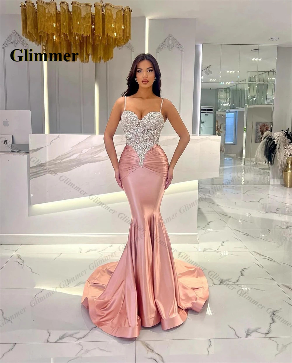 Glimmer ious Celebrity Dress for Women s Mermaid Pleats Long Party Vestido De Formatura Customized 250725