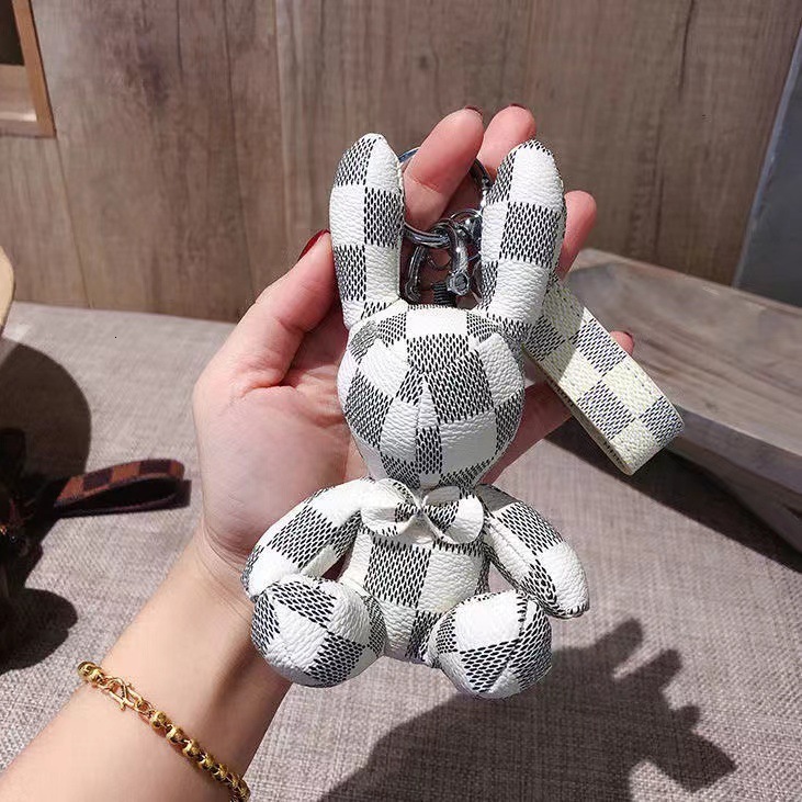 Leather rabbit chain Cute Doll Bag pendant fashion couple car key ring Z260130