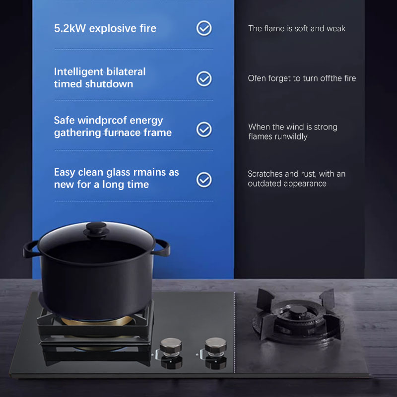 AKASHA gas stove is an energy-saving, high-efficiency, built-in dual-burner gas, natural gas and liquefied gas stove 316BF