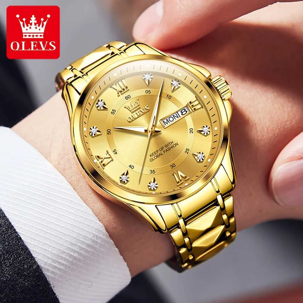 0levs High Quality Luxury Watches for Men Stainless Steel Dual Cndar Luminous Waterproof Quartz Fashion Business Man Watch X250726