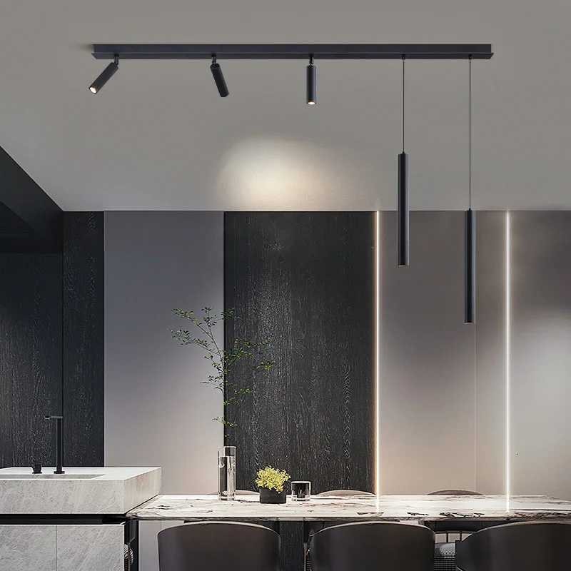 Restaurant lamp minimalist long strip simple modern creative dining table chandelier bar table lamp island kitchen dining lamp XJ250725