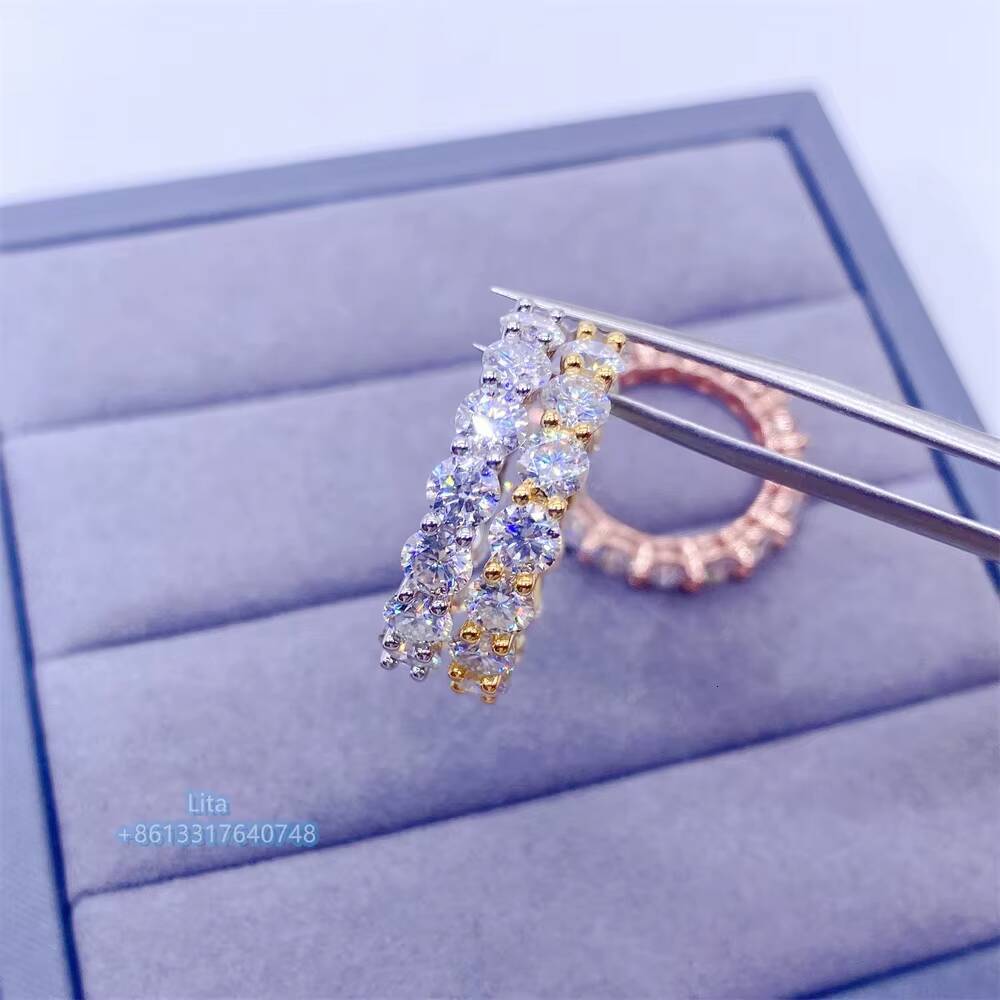 New Arrival Stock Cheapest Price 14k 18k Gold Plated 4mm Tennis Eternity Band Sterling Silver Ring