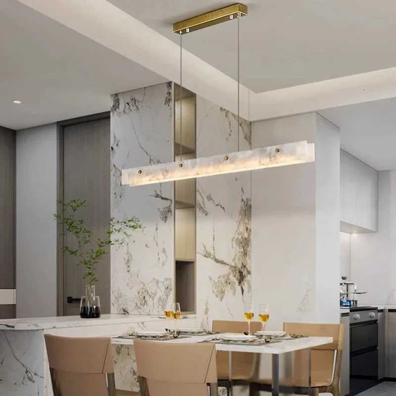 Modern Luxury Style Marble LED Chandelier For Dining Room Kitchen Bedroom Gold Decoration Pendant Lamp Design Suspension Light XJ250725