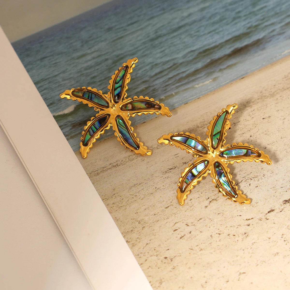 Fashion Starfish Flower Summer Drop Dangle Big Earring for Women Statement Stainless Steel Charm Waterproof Jewelry For Vacation 250715