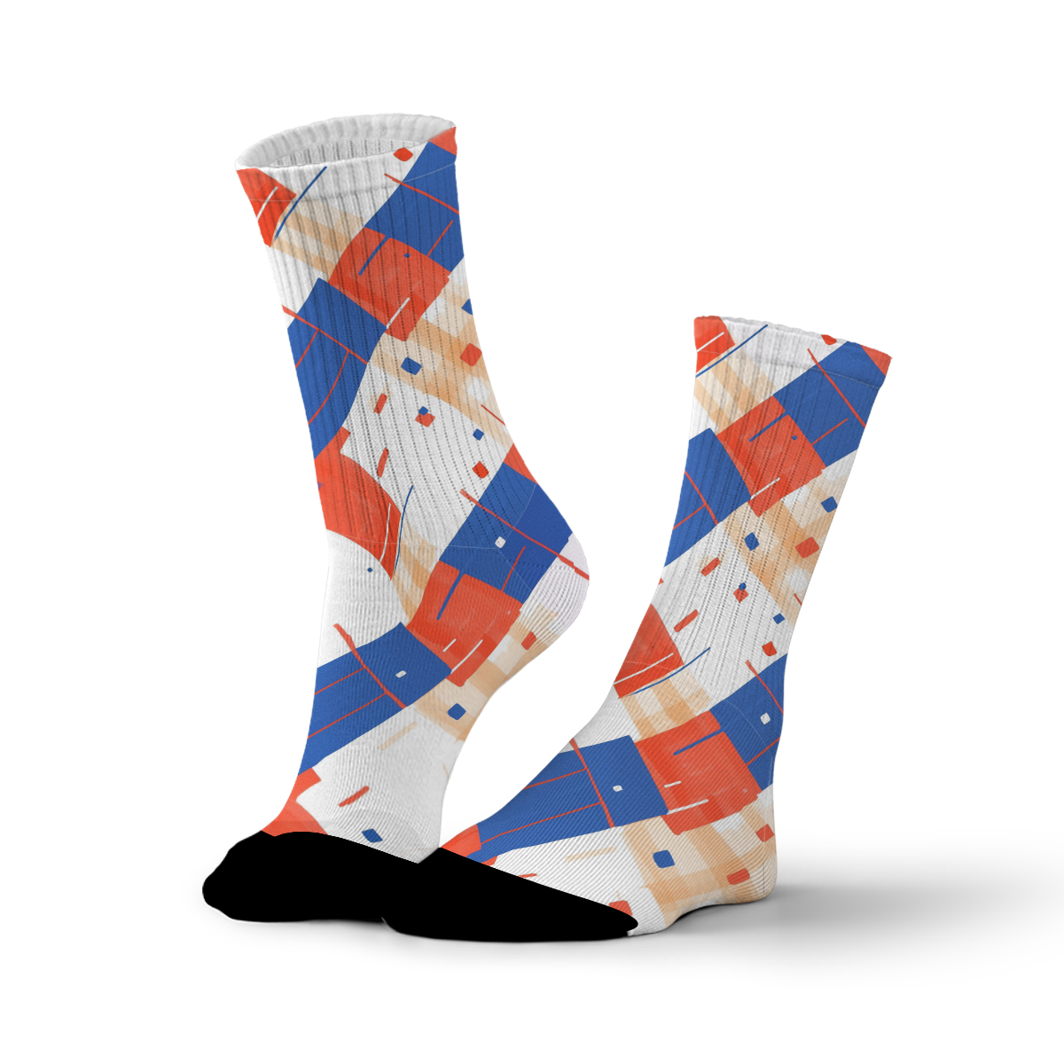 Trendy Geometric Print Breathable Unisex Tube Designer Socks C088