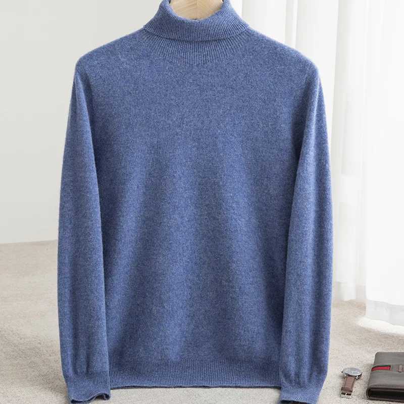 Men 100% Merino Wool Sweater Turtleneck Knitted Pullover Cashmere Warm Solid Color Clothes Business Bottoming Tops Autumn Winter Z250725