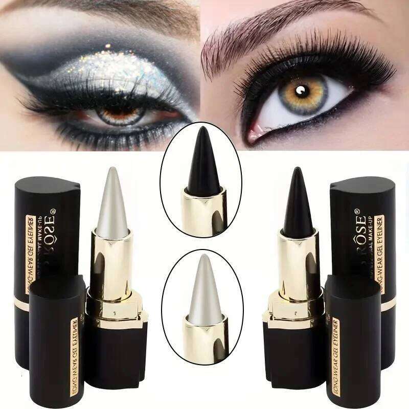 Black/Sier Creamy texture Eyeliner, 1 Count 2 Counts Easy Coloring High Pier Pencil, Daily Makeup Accessories for Women and X250726