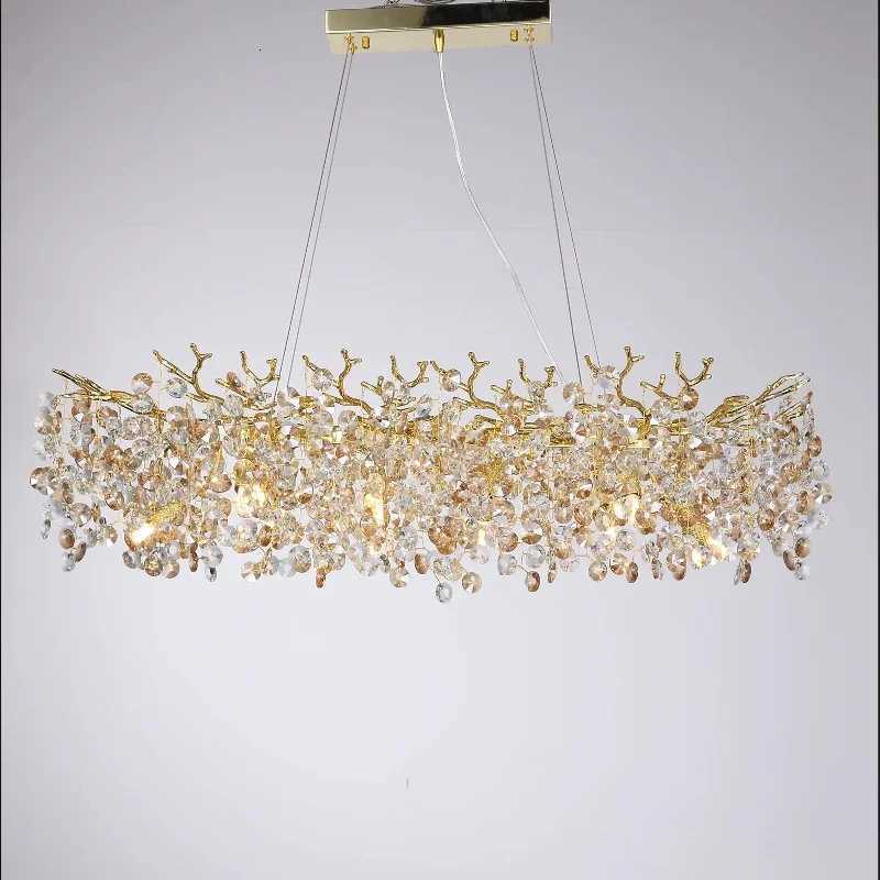 Chandelier with Crystals Lights Luxury Gold for Dining Room Kitchen Table Large Hanging Crystal Pendant Light Branch ChandeliersXJ250725
