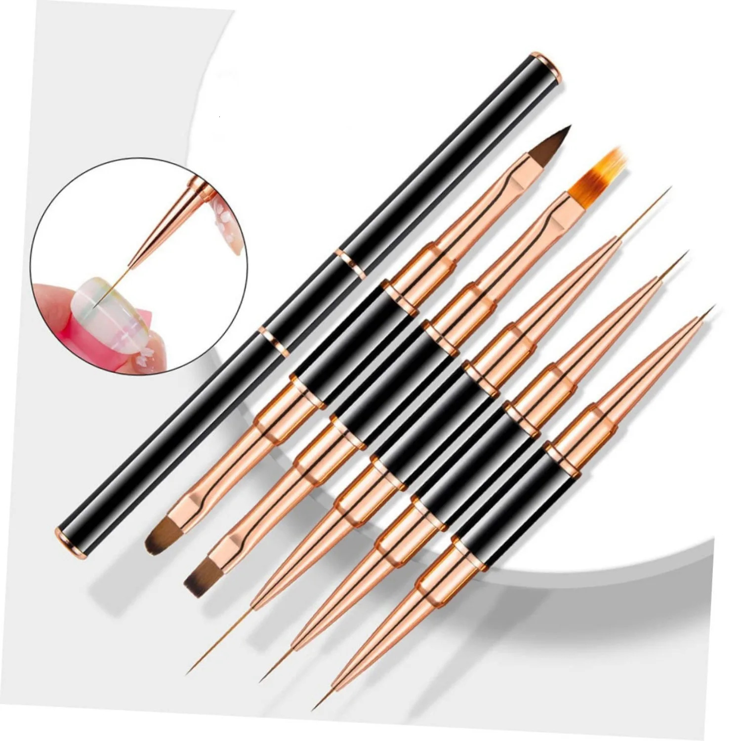 5-piece double head metal nail brush set nail brush nail polish brush gel making brush nail tool cleaning brush nail n 250716