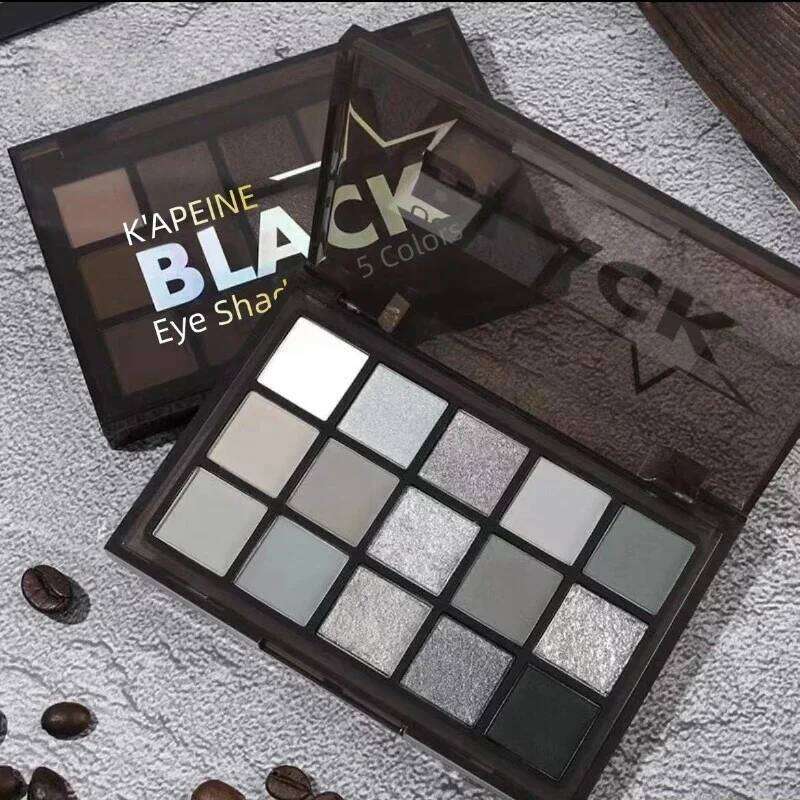 15Colors Palette Black y Cool Toned Eye Shadow Metal Pearlescent Matte Sier Gray Lasting Eyeshadow Party Makeup