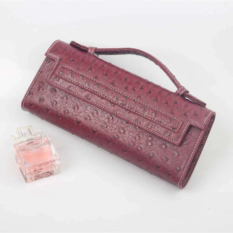 Alirattan Dubai New Women Ostrich Pattern Handbags 2025 Fashion PU Leather Emed Portable Clutch Ladies Evening Party Bag